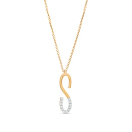 1/20 CT. T.W. Diamond &quot;S&quot; Initial Necklace in Sterling Silver with 14K Gold Plate - 18&quot;