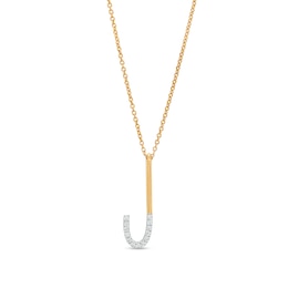1/20 CT. T.W. Diamond &quot;J&quot; Initial Necklace in Sterling Silver with 14K Gold Plate - 18&quot;
