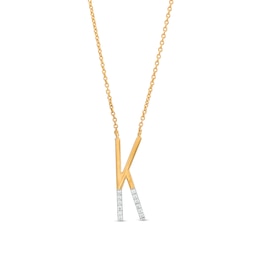 1/20 CT. T.W. Diamond &quot;K&quot; Initial Necklace in Sterling Silver with 14K Gold Plate - 18&quot;