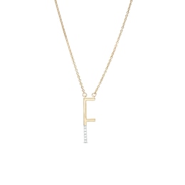 Diamond Accent &quot;F&quot; Initial Necklace in Sterling Silver with 14K Gold Plate - 18&quot;