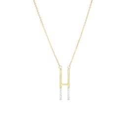 1/20 CT. T.W. Diamond &quot;H&quot; Initial Necklace in Sterling Silver with 14K Gold Plate - 18&quot;