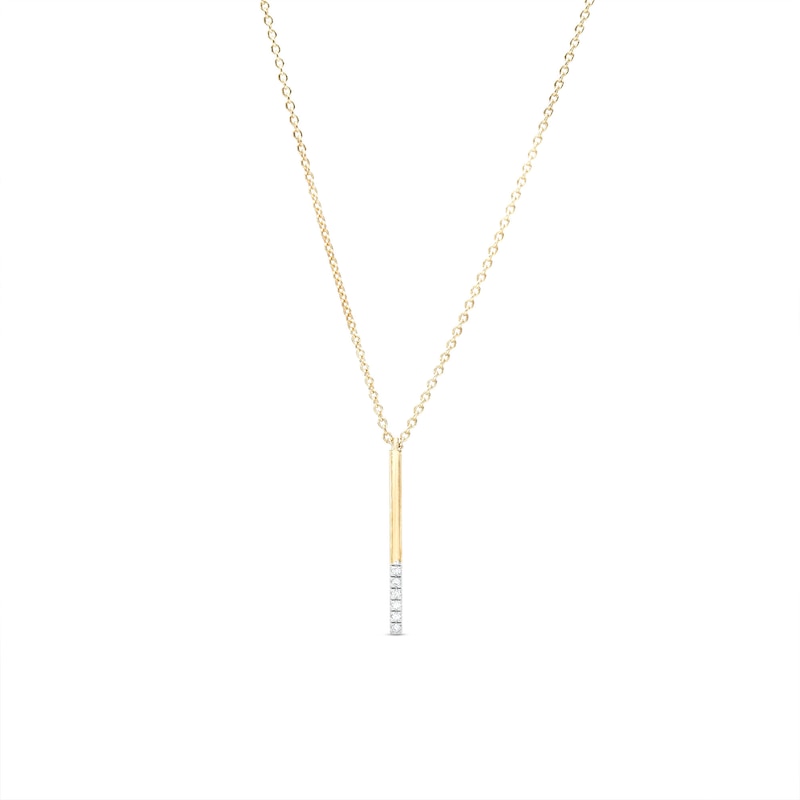 Diamond Accent "I" Initial Necklace in Sterling Silver with 14K Gold Plate - 18"