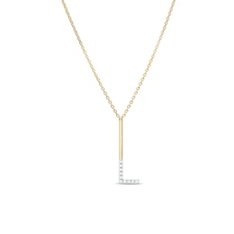 Diamond Accent &quot;L&quot; Initial Necklace in Sterling Silver with 14K Gold Plate - 18&quot;