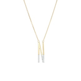 1/20 CT. T.W. Diamond &quot;N&quot; Initial Necklace in Sterling Silver with 14K Gold Plate - 18&quot;