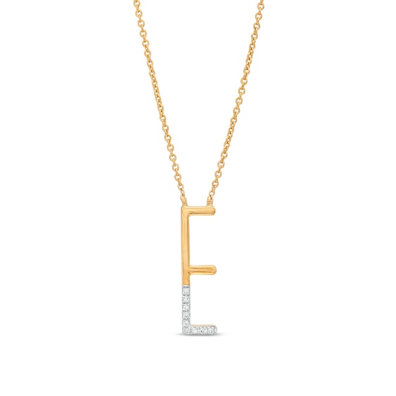1/20 CT. T.W. Diamond "E" Initial Necklace in Sterling Silver with 14K Gold Plate - 18"