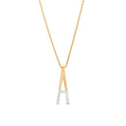 1/20 CT. T.W. Diamond &quot;A&quot; Initial Necklace in Sterling Silver with 14K Gold Plate - 18&quot;