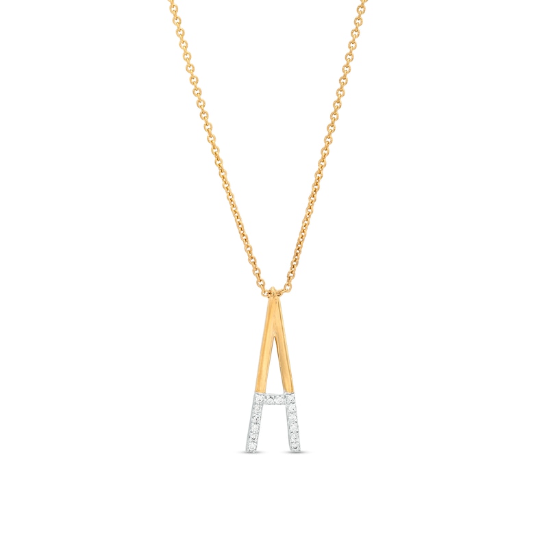 1/20 CT. T.W. Diamond "A" Initial Necklace in Sterling Silver with 14K Gold Plate - 18"