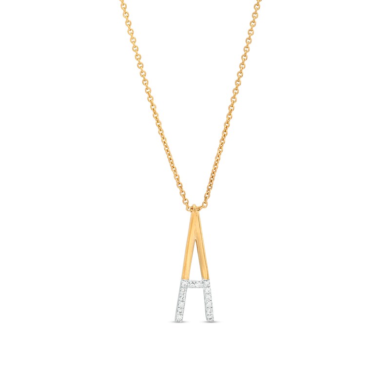 1/20 CT. T.W. Diamond "A" Initial Necklace in Sterling Silver with 14K Gold Plate - 18"