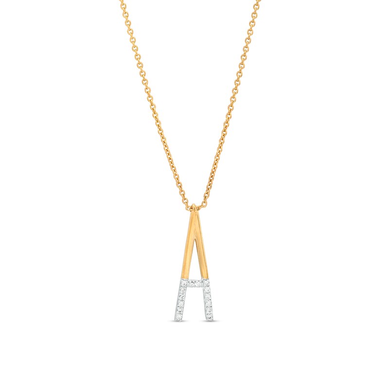 1/20 CT. T.W. Diamond "A" Initial Necklace in Sterling Silver with 14K Gold Plate - 18"