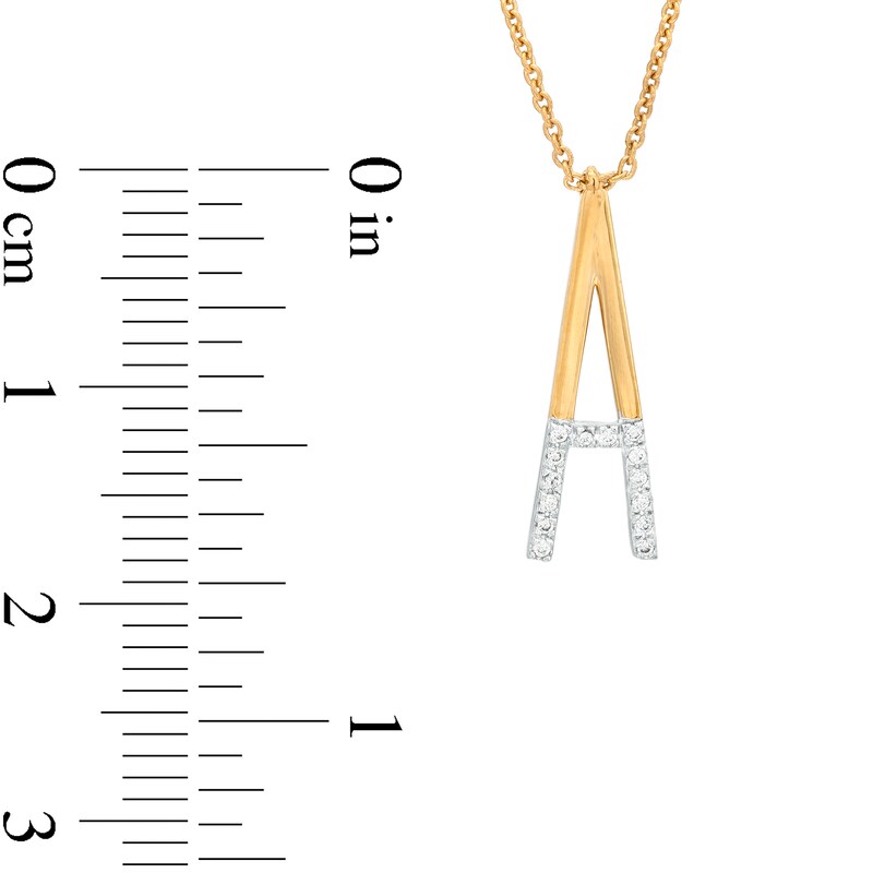 1/20 CT. T.W. Diamond "A" Initial Necklace in Sterling Silver with 14K Gold Plate - 18"