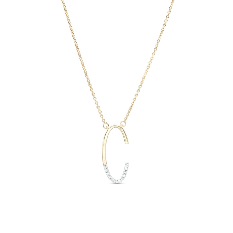 1/20 CT. T.W. Diamond "C" Initial Necklace in Sterling Silver with 14K Gold Plate - 18"