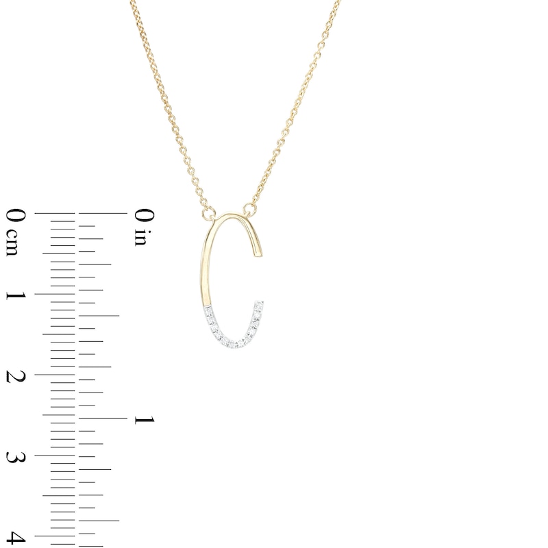 1/20 CT. T.W. Diamond "C" Initial Necklace in Sterling Silver with 14K Gold Plate - 18"