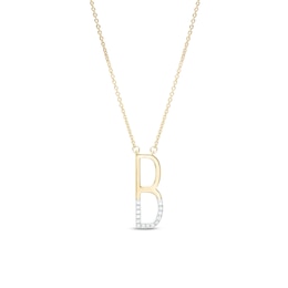 1/20 CT. T.W. Diamond &quot;B&quot; Initial Necklace in Sterling Silver with 14K Gold Plate - 18&quot;