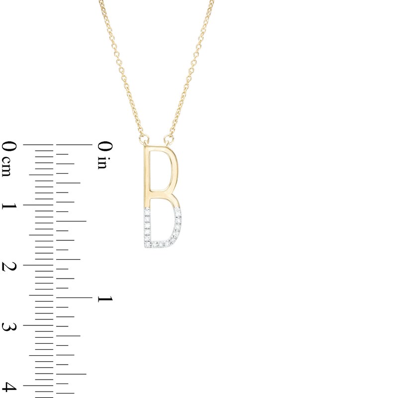 1/20 CT. T.W. Diamond "B" Initial Necklace in Sterling Silver with 14K Gold Plate - 18"