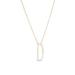 1/20 CT. T.W. Diamond &quot;D&quot; Initial Necklace in Sterling Silver with 14K Gold Plate - 18&quot;