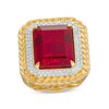 Thumbnail Image 0 of 1/10 CT. T.W. Diamond and Red Cubic Zirconia Ring in Sterling Silver with 14K Gold Plate - Size 10.5