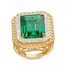 Thumbnail Image 0 of 1/10 CT. T.W. Diamond and Green Cubic Zirconia Ring in Sterling Silver with 14K Gold Plate - Size 10.5