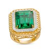 Thumbnail Image 0 of 1/10 CT. T.W. Diamond and Green Cubic Zirconia Ring in Sterling Silver with 14K Gold Plate - Size 10.5