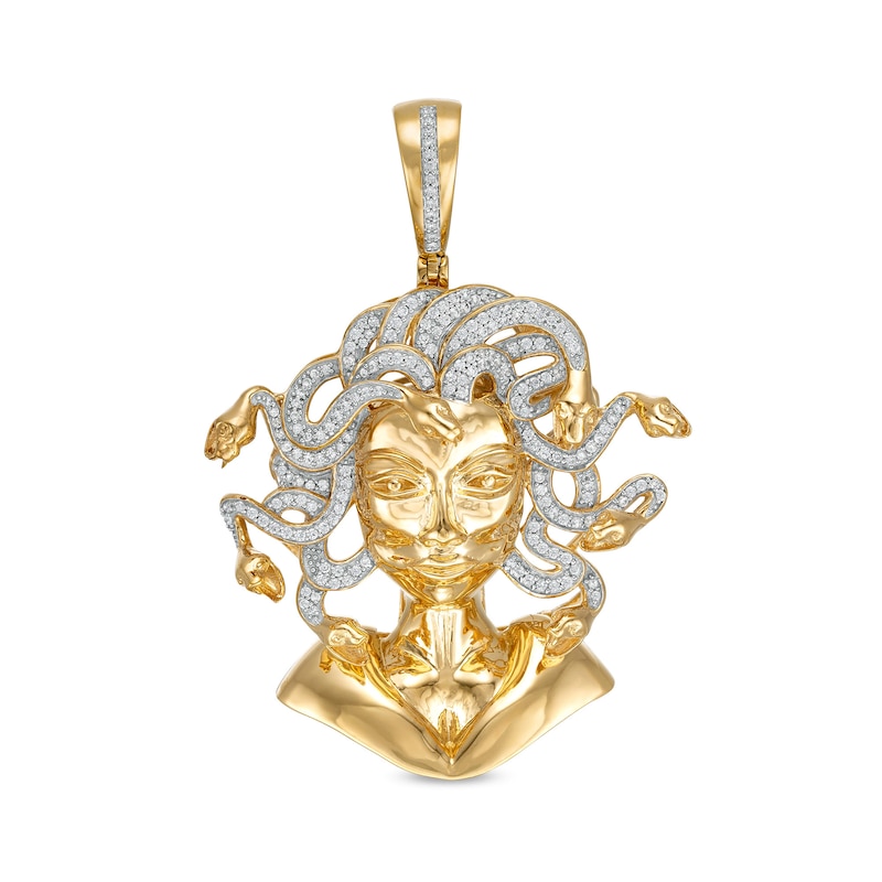 1/2 CT. T.W. Diamond Medusa Necklace Charm in 10K Gold