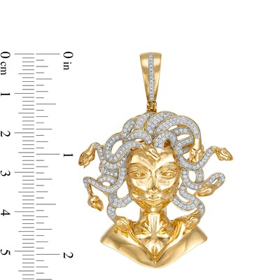 1/2 CT. T.W. Diamond Medusa Necklace Charm in 10K Gold