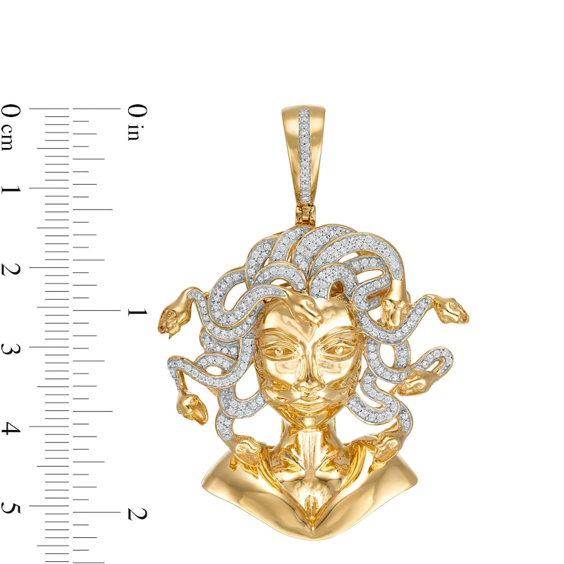 1/2 CT. T.W. Diamond Medusa Necklace Charm in 10K Gold