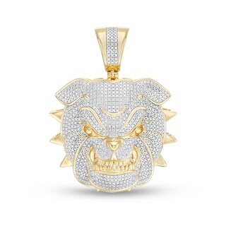 1/5 CT. T.W. Diamond Bulldog Necklace Charm in 10K Gold