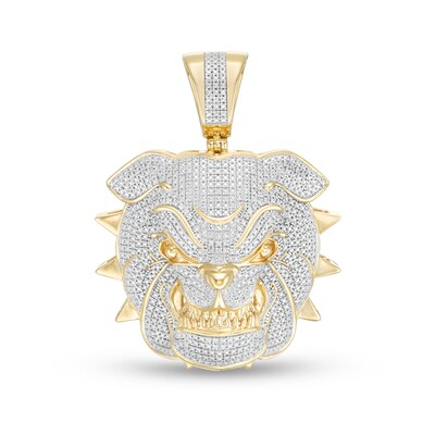 1/5 CT. T.W. Diamond Bulldog Necklace Charm in 10K Gold