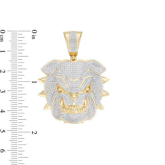 1/5 CT. T.W. Diamond Bulldog Necklace Charm in 10K Gold