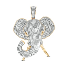 1/2 CT. T.W. Diamond Elephant Head Necklace Charm in 10K Gold