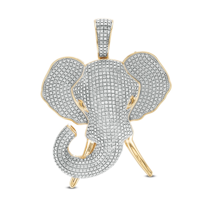 Main Image 1 of 1/2 CT. T.W. Diamond Elephant Head Necklace Charm in 10K Gold