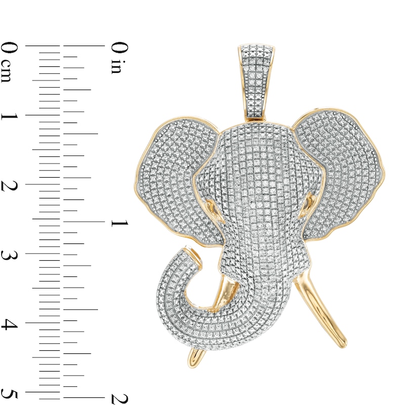 Main Image 2 of 1/2 CT. T.W. Diamond Elephant Head Necklace Charm in 10K Gold