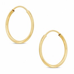 13mm Continuous Hoop Earrings in Hollow Sterling Silver with 14K Gold Plate