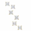 Thumbnail Image 0 of Cubic Zirconia Princess-Cut Solitaire Stud Earrings Set in Sterling Silver with 14K Gold Plate