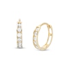 Thumbnail Image 0 of Cubic Zirconia 6 Stone Huggie Hoop Earrings in Solid Sterling Silver with 14K Gold Plate