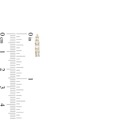 Cubic Zirconia 6 Stone Huggie Hoop Earrings in Solid Sterling Silver with 14K Gold Plate
