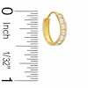Thumbnail Image 2 of Cubic Zirconia Seven Stone 13mm Huggie Earrings in Solid Sterling Silver with 14K Gold Plate