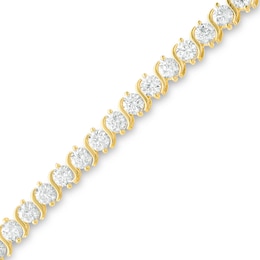 Cubic Zirconia Tennis Bracelet in Sterling Silver with 14K Gold Plate - 7.25&quot;