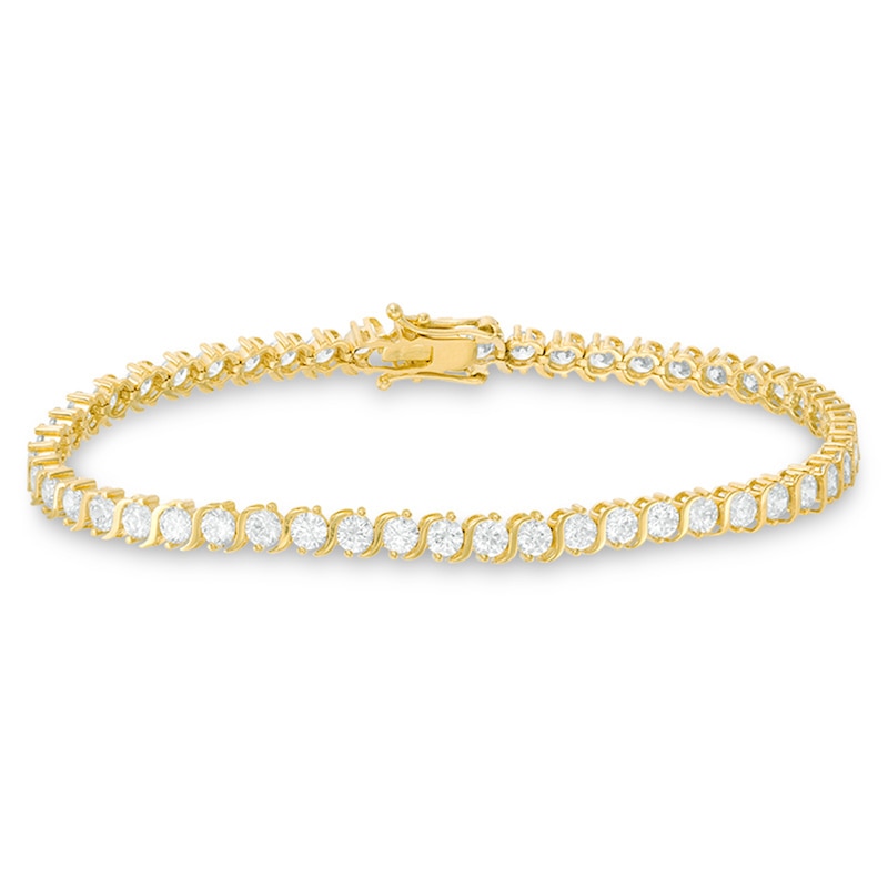 Cubic Zirconia Tennis Bracelet in Sterling Silver with 14K Gold Plate - 7.25"