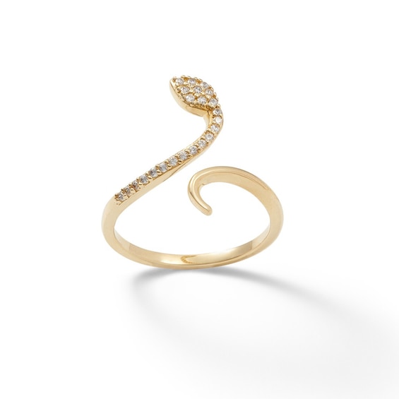 Cubic Zirconia Snake Wrap Ring in Sterling Silver with 14K Gold Plate - Size 7