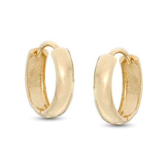 9mm Polished Huggie Hoop Earrings in Sterling Silver with 14K Gold Plate