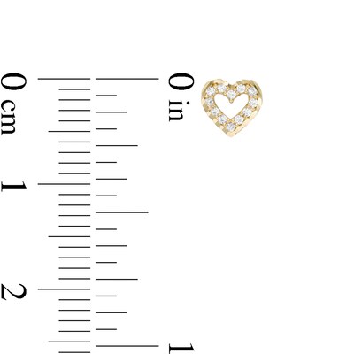 Cubic Zirconia Diamond-Cut Open Heart Stud Earrings in Sterling Silver with 14K Gold Plate