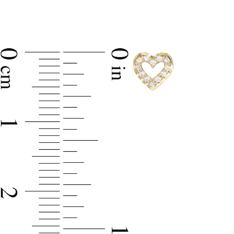 Cubic Zirconia Diamond-Cut Open Heart Stud Earrings in Sterling Silver with 14K Gold Plate