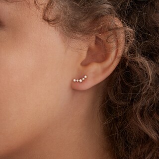 Cubic Zirconia Multi-Stone Crawler Earrings in Sterling Silver with 14K Gold Plate