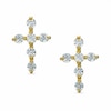 Thumbnail Image 0 of Cubic Zirconia Cross Stud Earrings in Sterling Silver with 14K Gold Plate