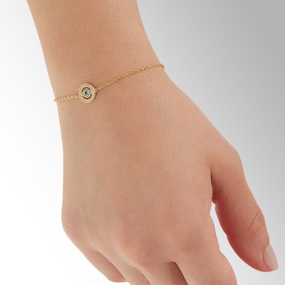 Cubic Zirconia Evil Eye Bolo Bracelet in Sterling Silver 14K Gold Plate