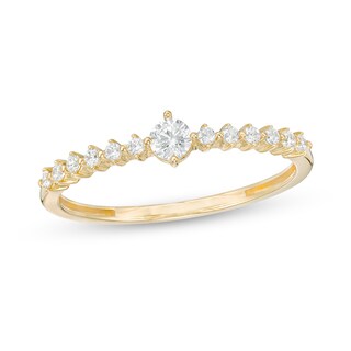 Cubic Zirconia Side Accents Ring in Sterling Silver with 14K Gold Plate - Size 7