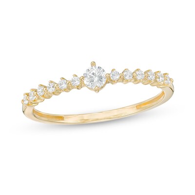 Cubic Zirconia Side Accents Ring in Sterling Silver with 14K Gold Plate - Size 7