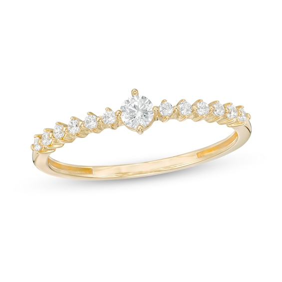 Cubic Zirconia Side Accents Ring in Sterling Silver with 14K Gold Plate - Size 7