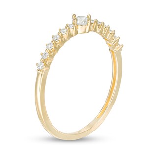 Cubic Zirconia Side Accents Ring in Sterling Silver with 14K Gold Plate - Size 7
