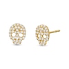 Thumbnail Image 0 of Cubic Zirconia Skull Stud Earrings in Sterling Silver with 14K Gold Plate